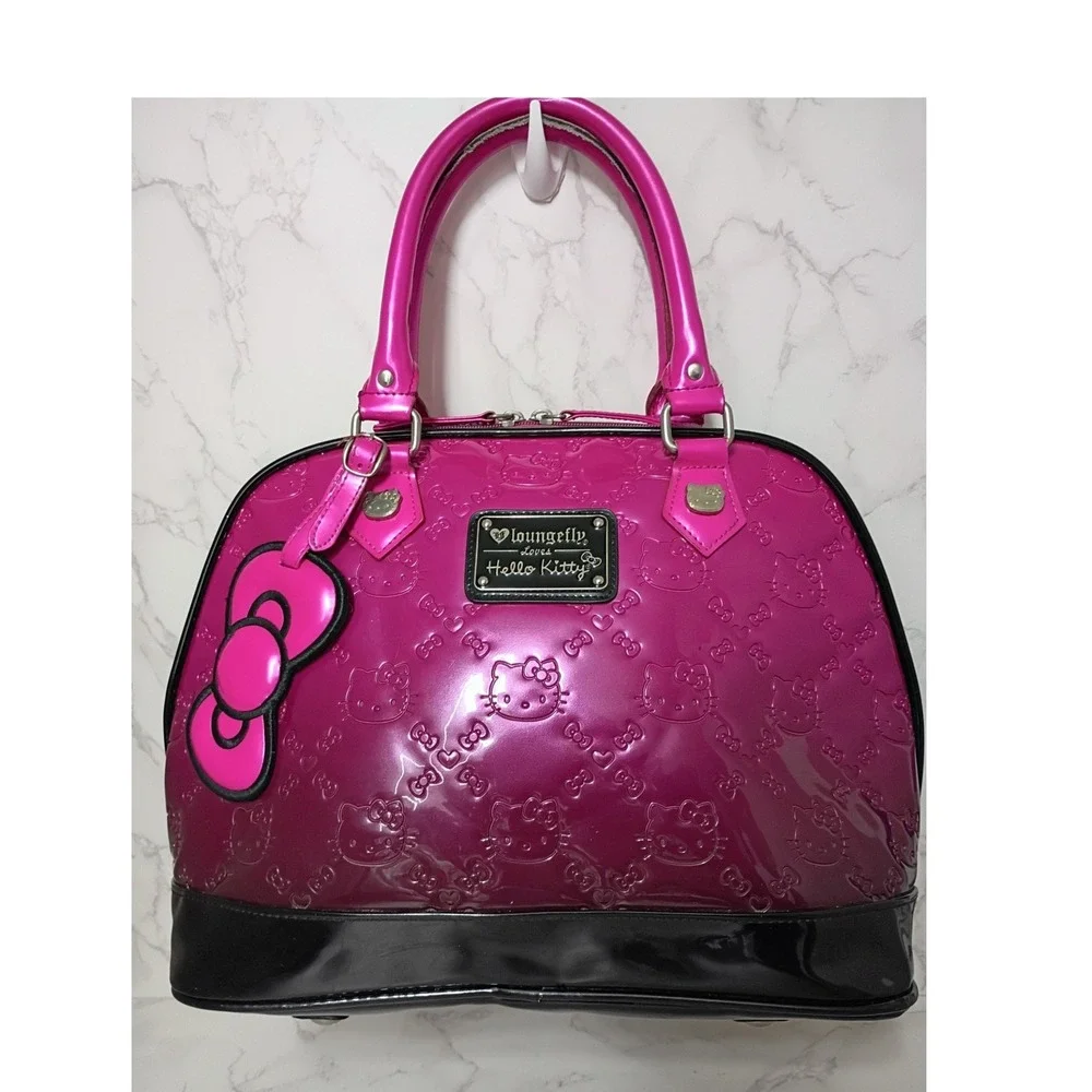 LOUNGEFLY Hello Kitty Pink Ombre Embossed Patent Leather Dome Satchel Bag - NWOT